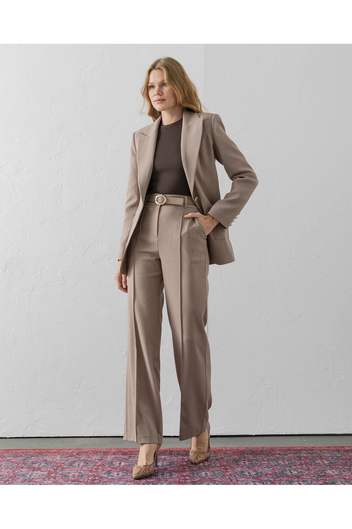 Kemerli Poliviskon Palazzo Pantolon - vizon