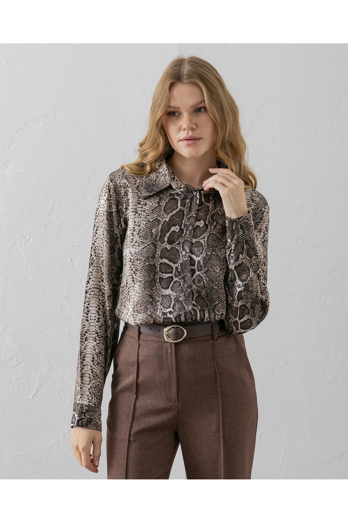 Desenli Kahverengi Gömlek