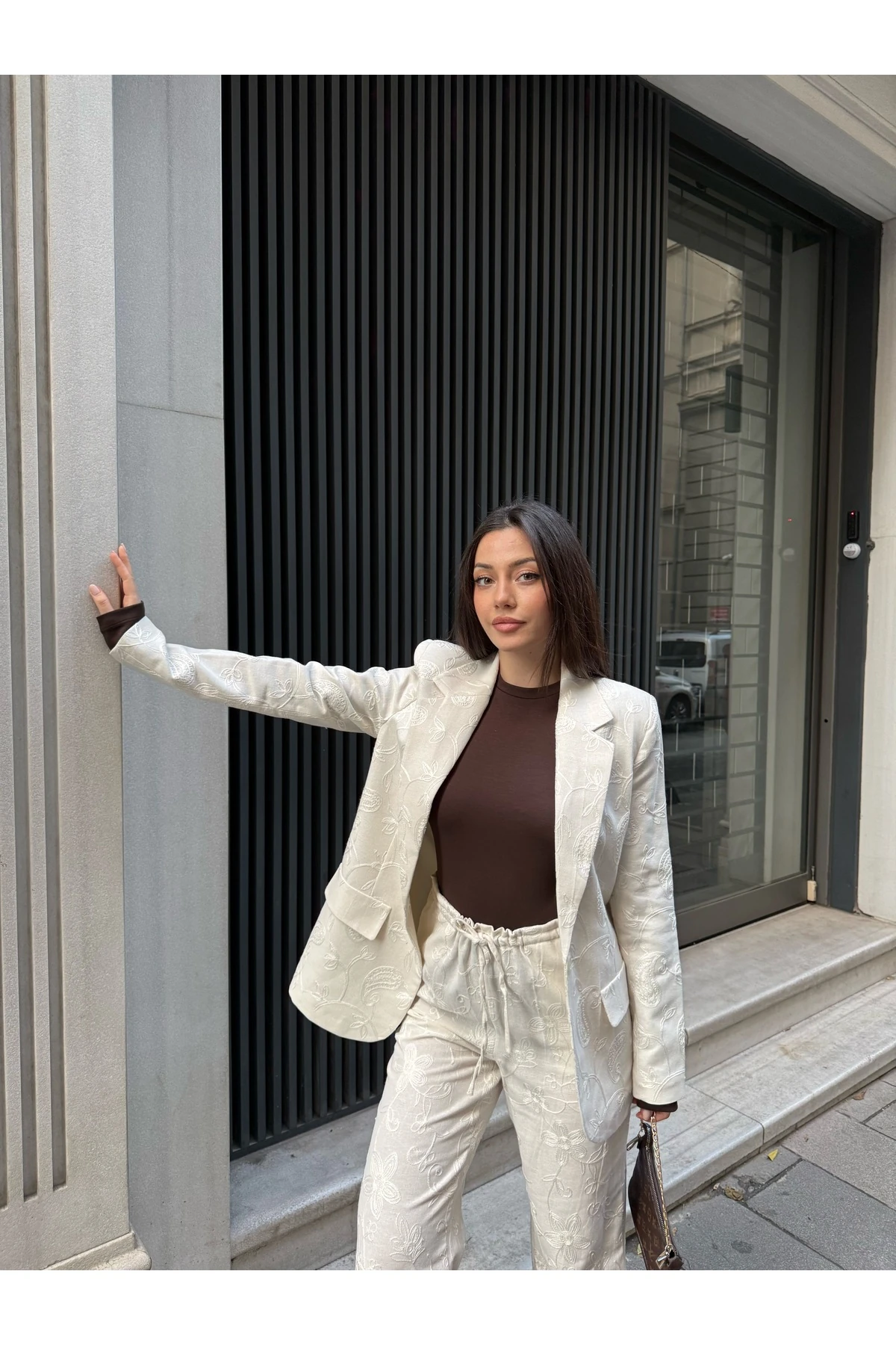 Kadın Nakışlı Keten Takım Elbise