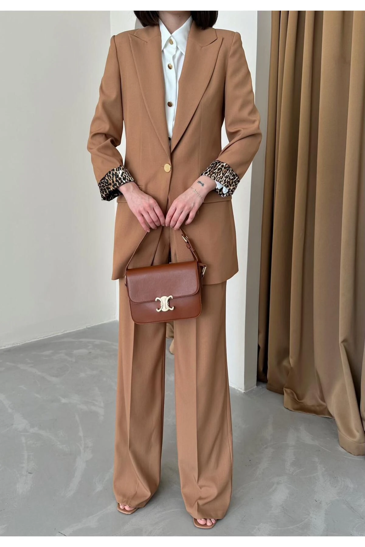 Blazer Jacket with Leopard Lining