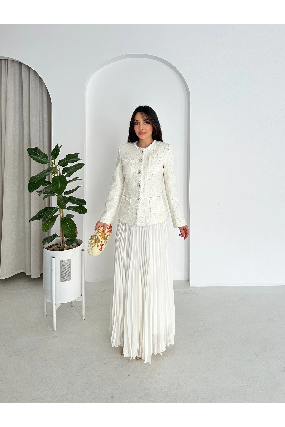 Lüks Pilise Etekli İkili Takım