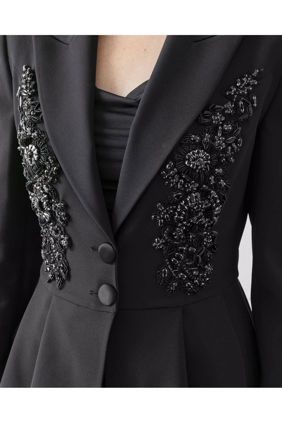 El İşlemeli Volanlı Blazer Pantolonlu İkili Takım