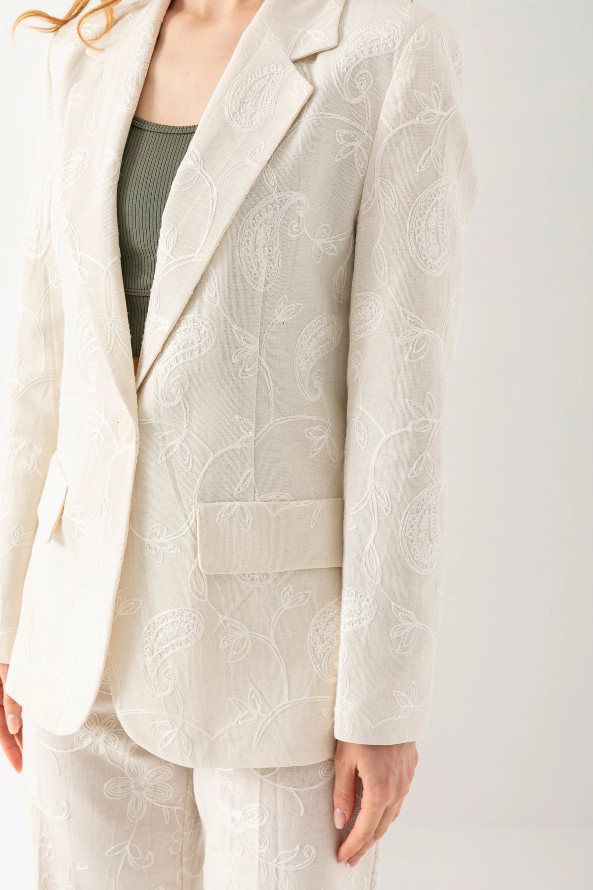 Kadın Keten Nakışlı Ceket