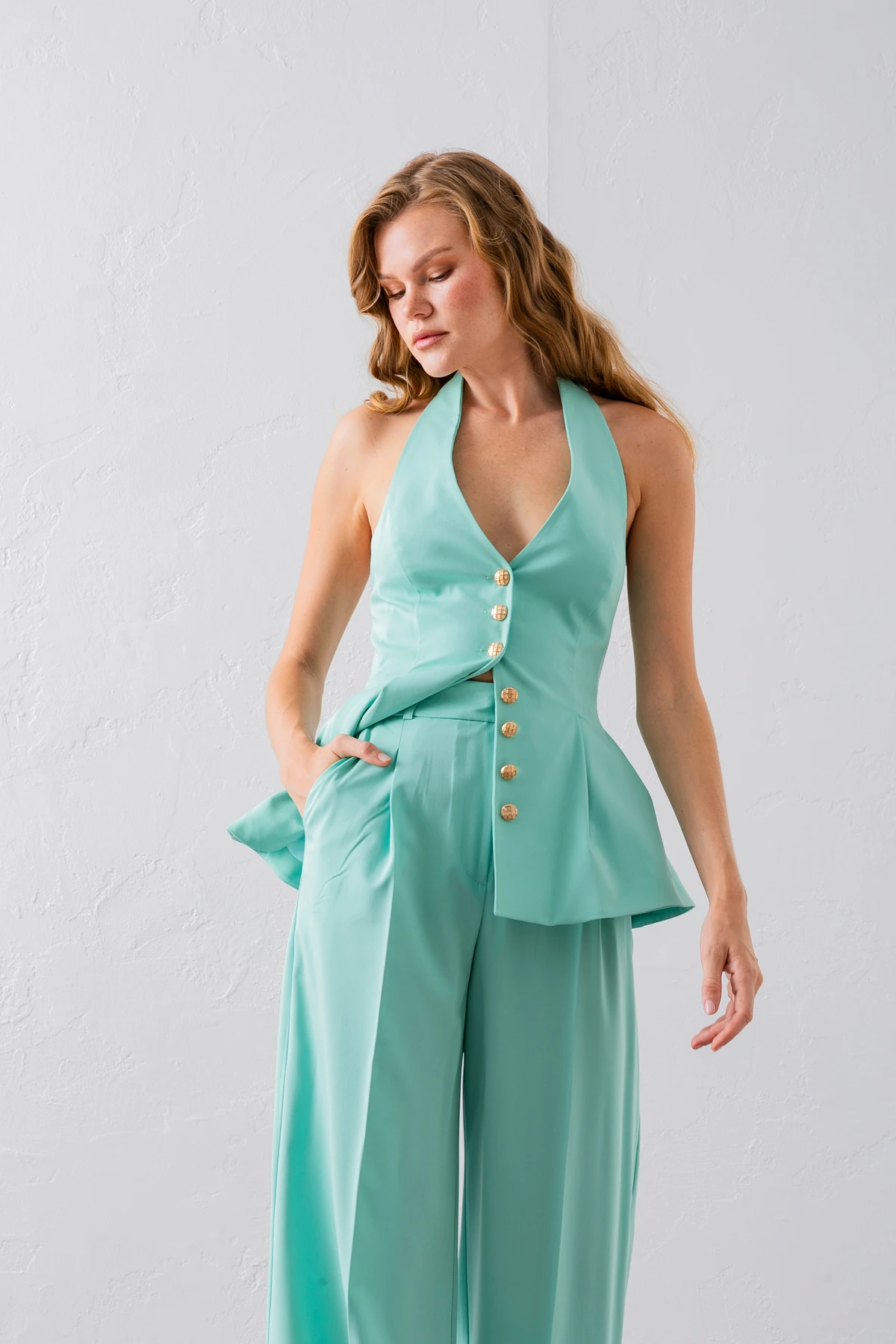 Volanlı Yelek İkili Takım