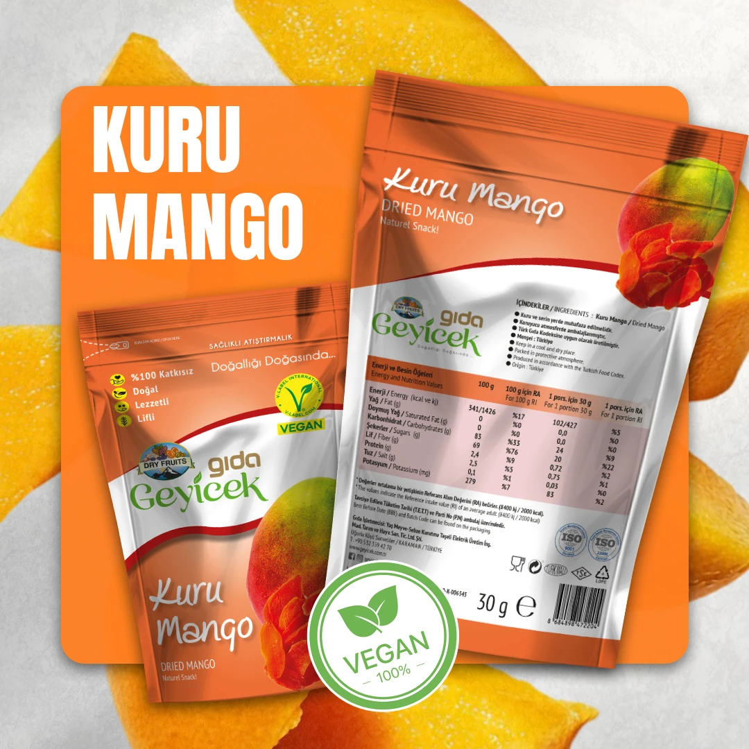 Geyicek Gıda Tropikal Lezzetler 5x30 Gr (Papaya/Mango/Kivi/Ejder Meyvesi/Muz) 