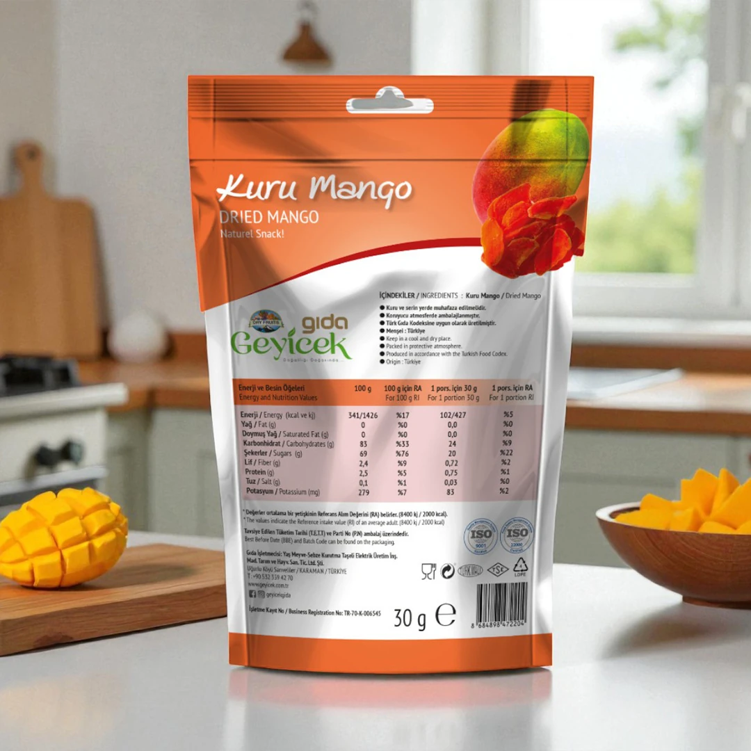 Geyicek Gıda 3'lü Kurutulmuş Mango 30 Gr
