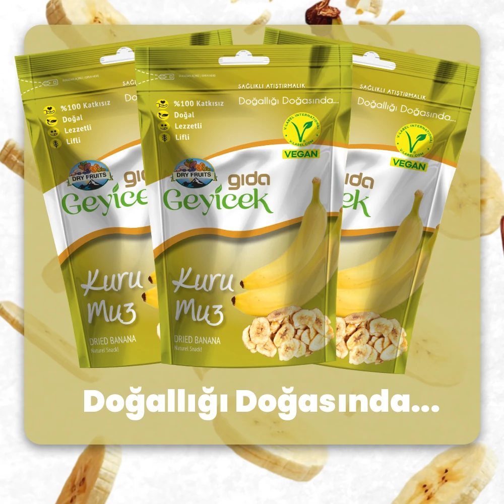 Geyicek Gıda 3'lü Kurutulmuş Muz 30 Gr