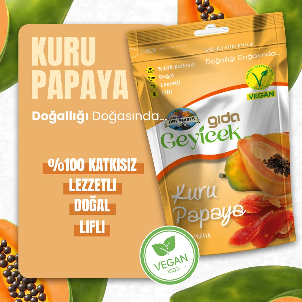 Geyicek Gıda Kurutulmuş Papaya 30 Gr