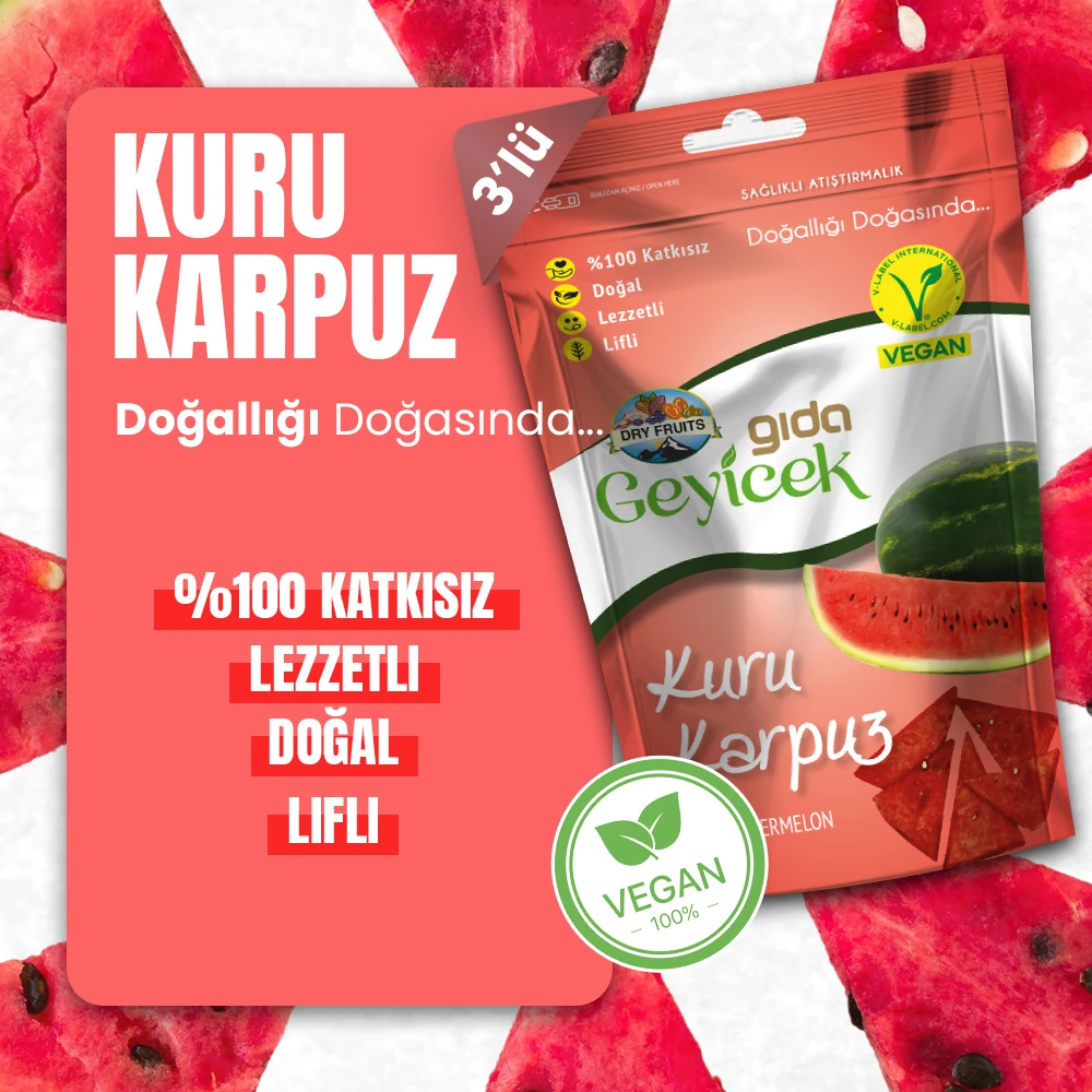 Geyicek Gıda 3'lü Kurutulmuş Karpuz 30 Gr
