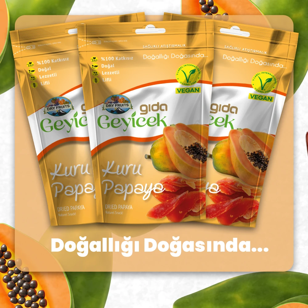 Geyicek Gıda 3'lü Kurutulmuş Papaya 30 Gr