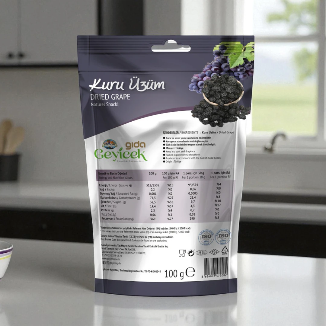 Geyicek Gıda Kurutulmuş Üzüm 100 Gr