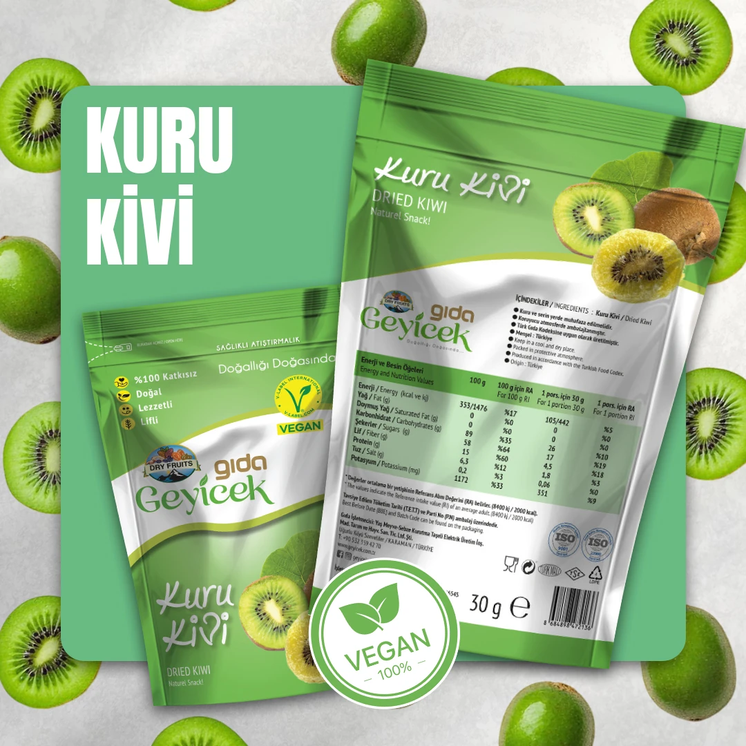 Geyicek Gıda Tropikal Lezzetler 5x30 Gr (Papaya/Mango/Kivi/Ejder Meyvesi/Muz) 