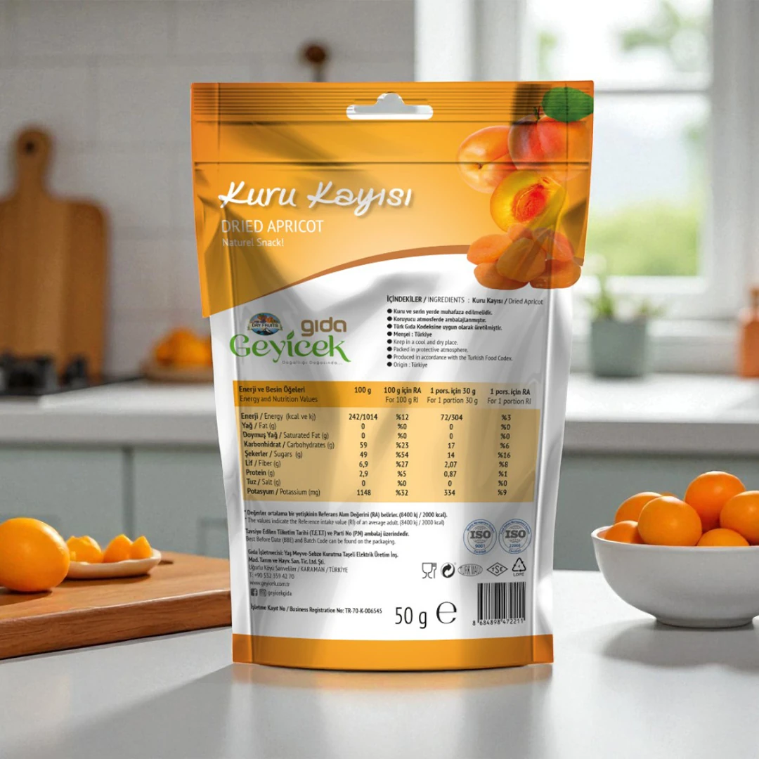 Geyicek Gıda 3'lü Kurutulmuş Kayısı 50 Gr