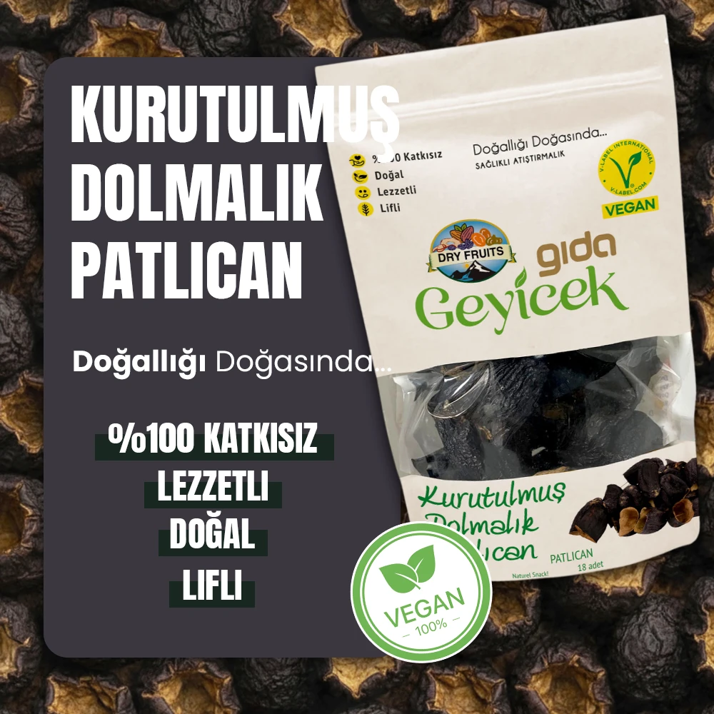 Geyicek Gıda Kurutulmuş Dolmalık Patlıcan (18 Adet)