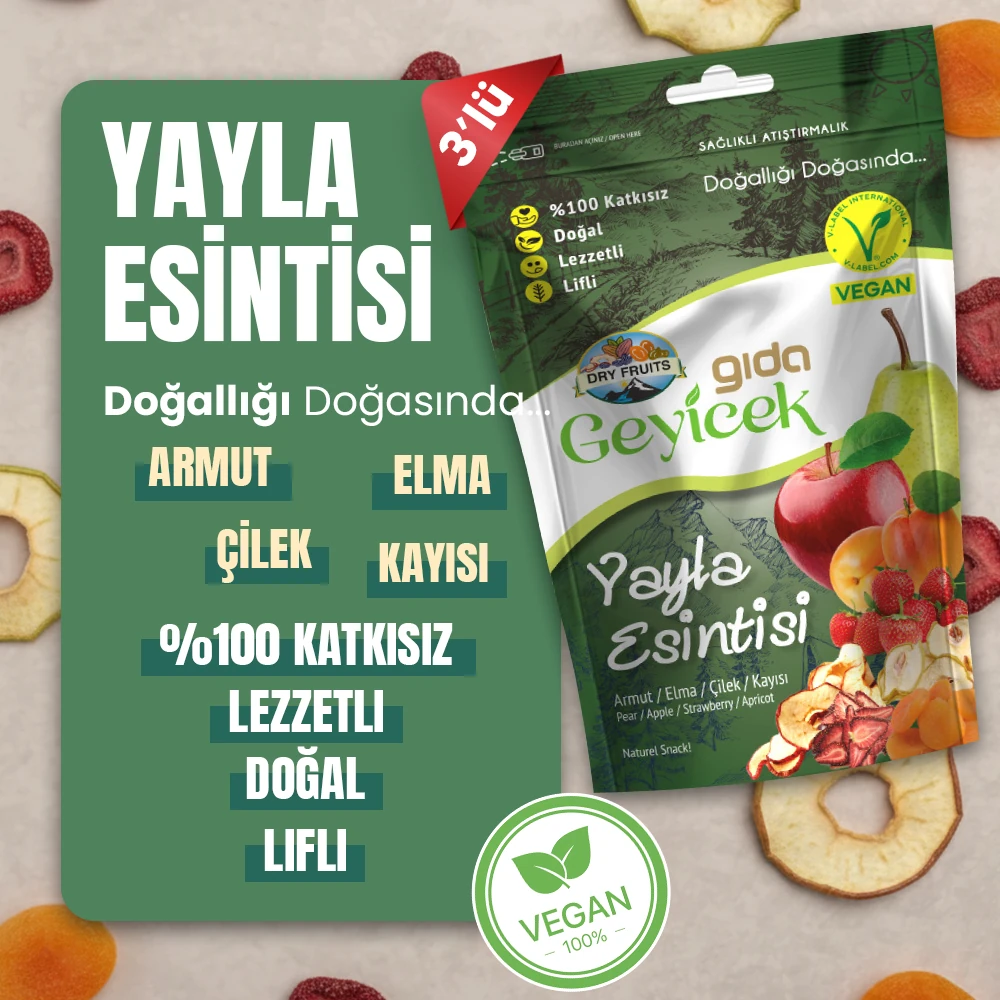 Geyicek Gıda 3'lü Yayla Esintisi (Armut/Elma/Çilek/Kayısı) 50 Gr