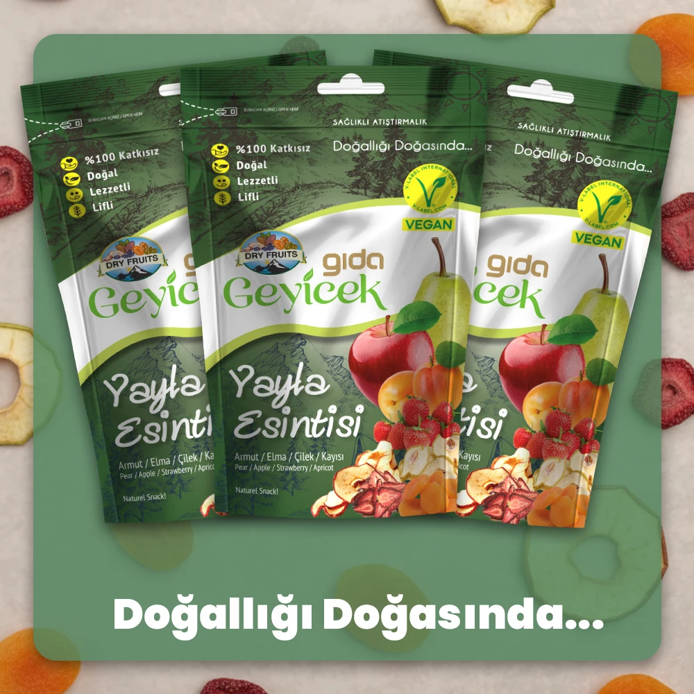 Geyicek Gıda 3'lü Yayla Esintisi (Armut/Elma/Çilek/Kayısı) 50 Gr