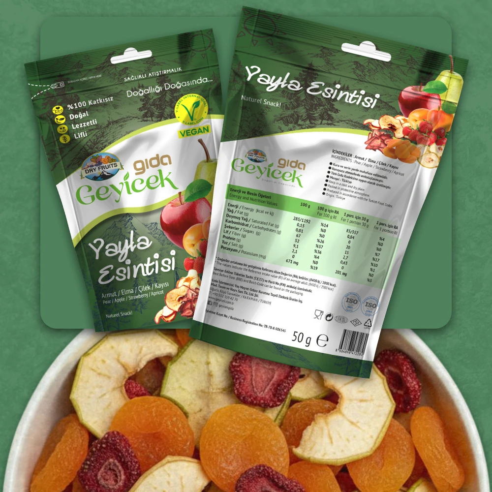 Geyicek Gıda 3'lü Yayla Esintisi (Armut/Elma/Çilek/Kayısı) 50 Gr