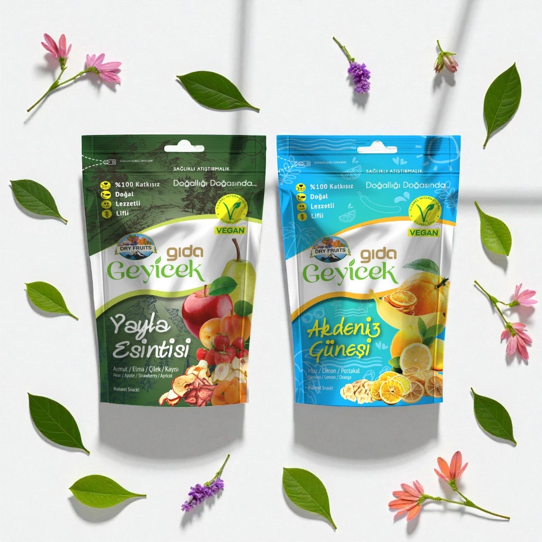 Geyicek Gıda Meyve Harmanı 2x50 Gr (Armut/Elma/Çilek/Kayısı) (Muz/Limon/Portakal)