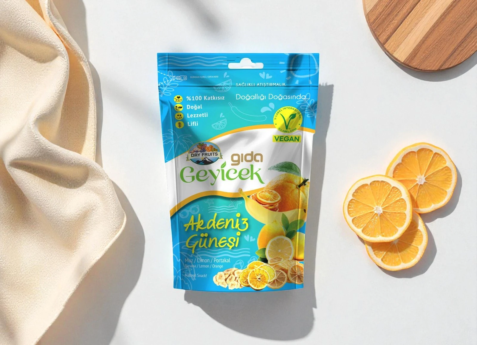 Geyicek Gıda Akdeniz Güneşi Kurutulmuş Meyveler 50 Gr (Portakal/Limon/Muz)