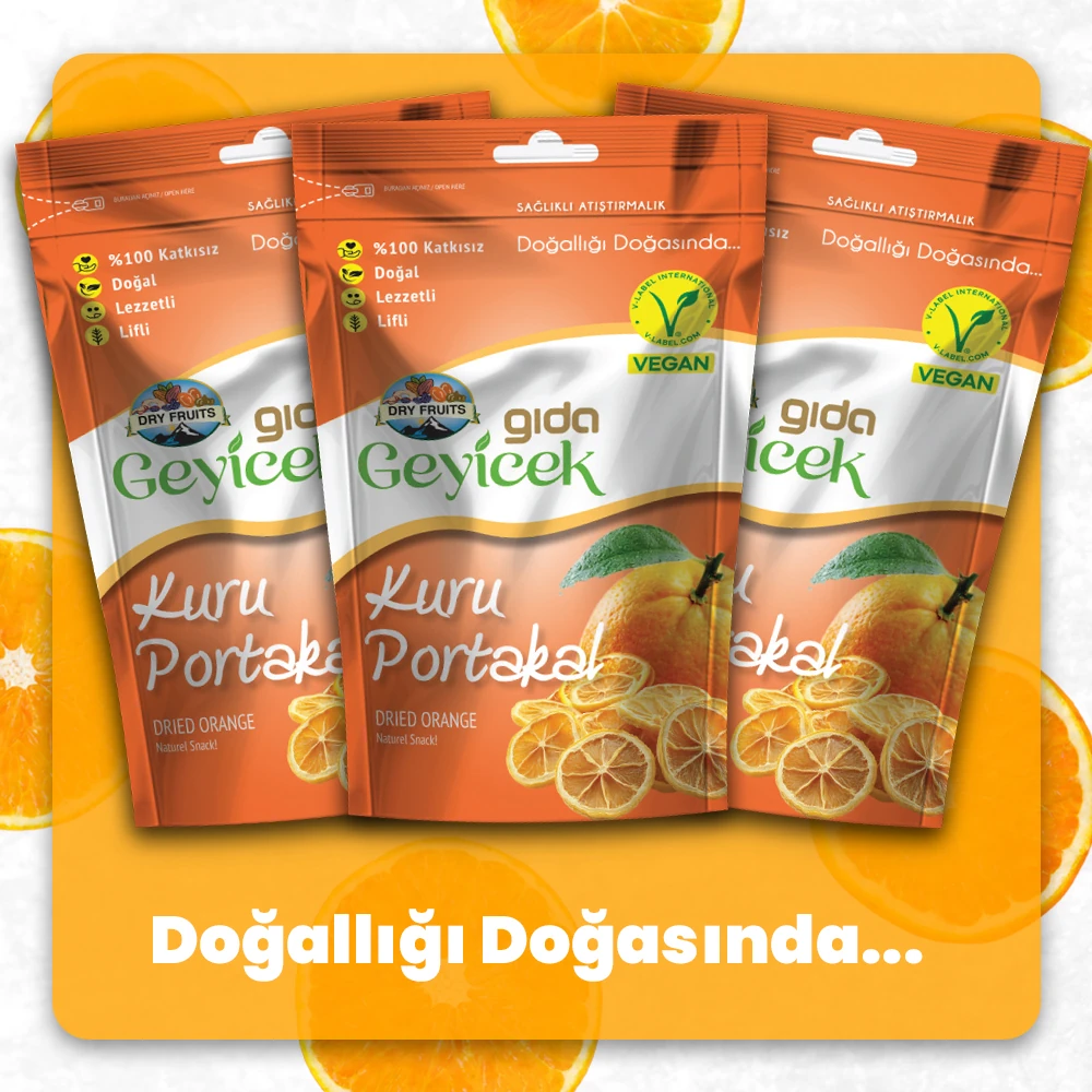 Geyicek Gıda 3'lü Kurutulmuş Portakal Paketi 50 Gr