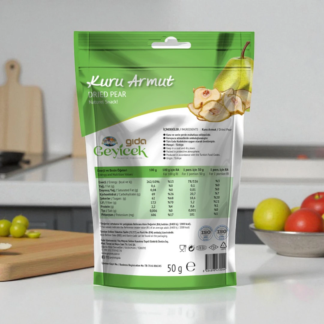 Geyicek Gıda Kurutulmuş Armut 50 Gr