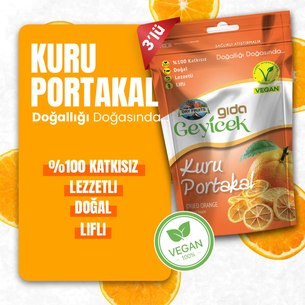 Geyicek Gıda 3'lü Kurutulmuş Portakal Paketi 50 Gr