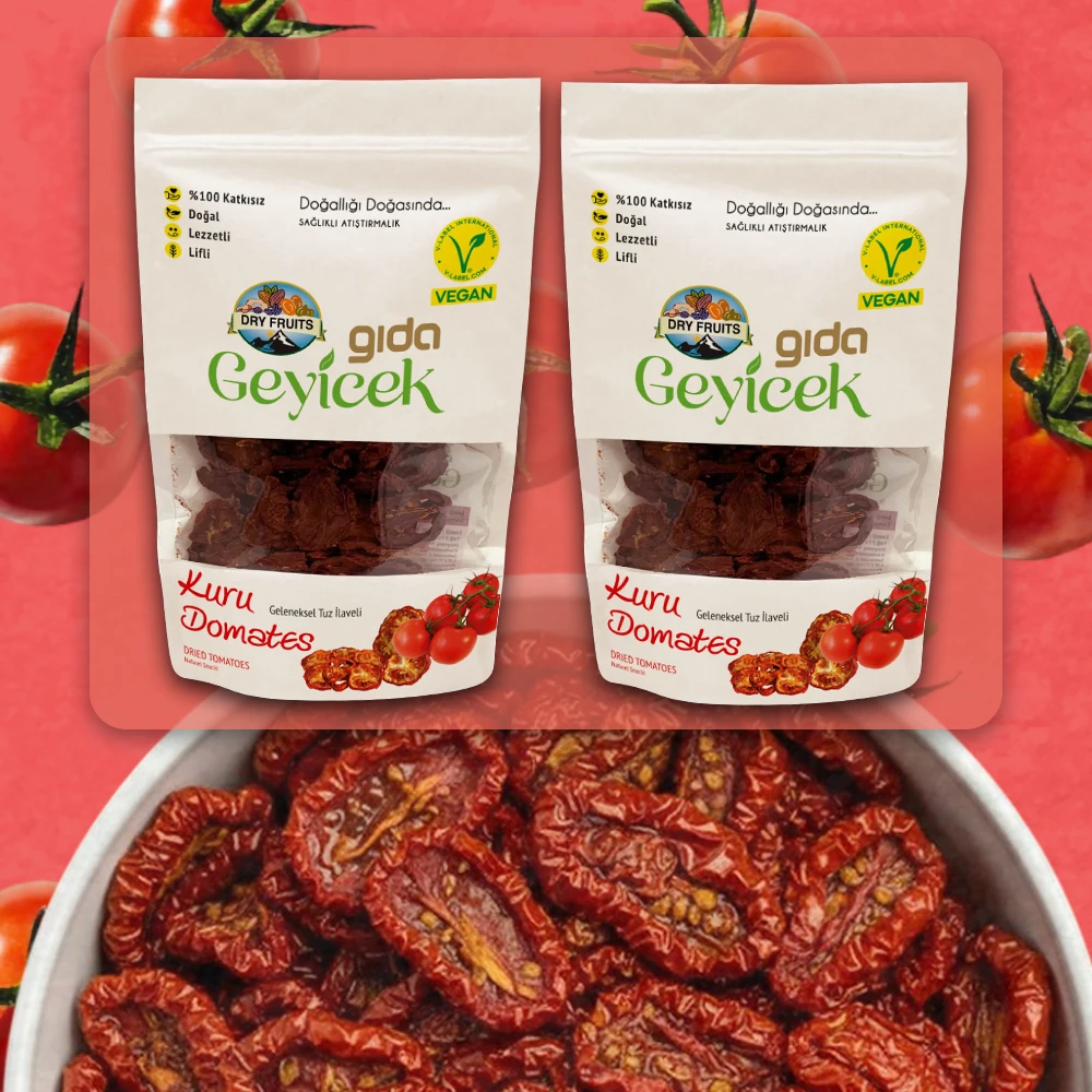 Geyicek Gıda 2'li Kurutulmuş Domates (Geleneksel Tuz İlaveli) 100 Gr