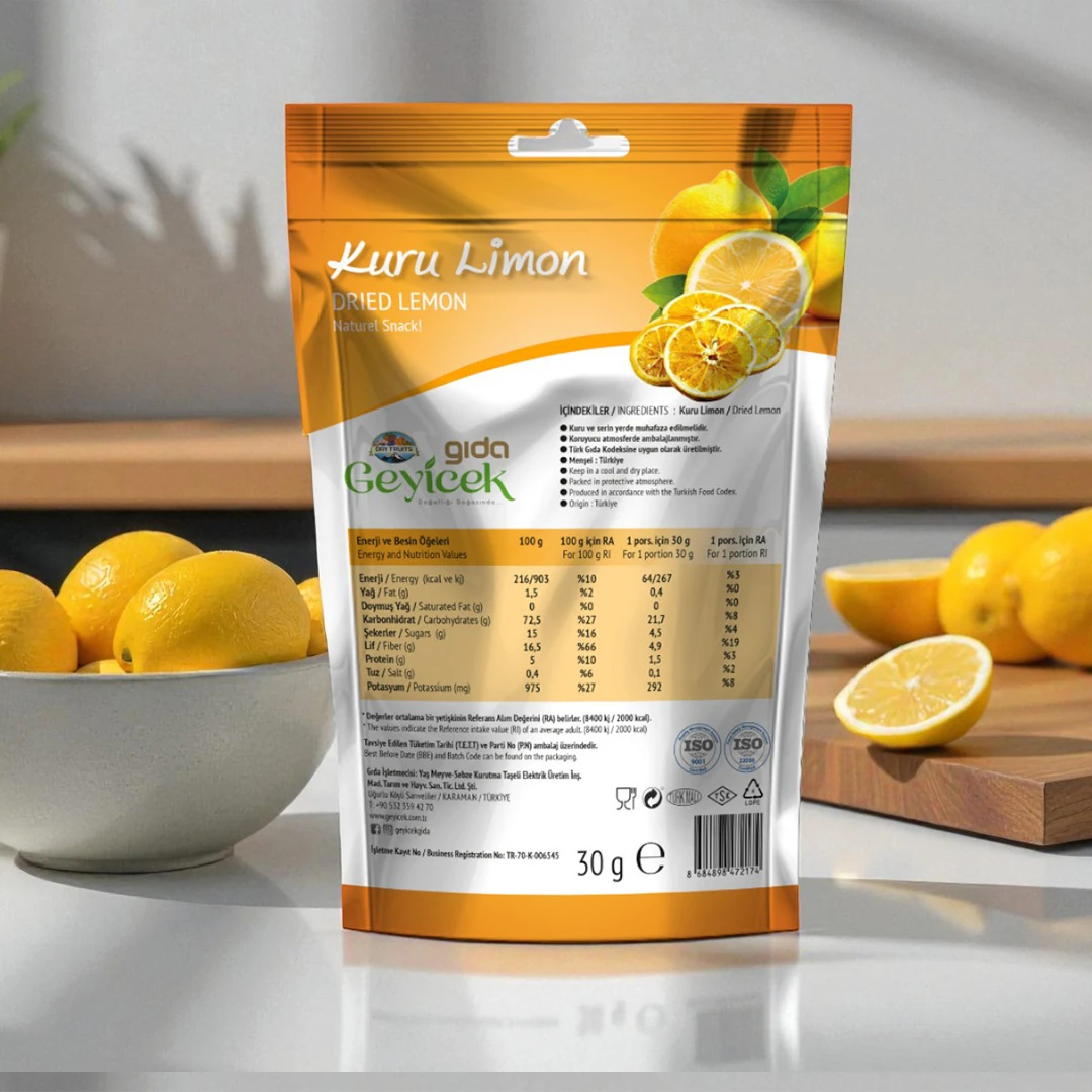 Geyicek Gıda 3'lü Kurutulmuş Limon 30 Gr 