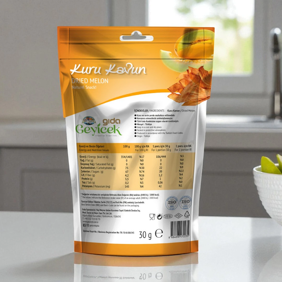 Geyicek Gıda 3'lü Kurutulmuş Kavun 30 Gr