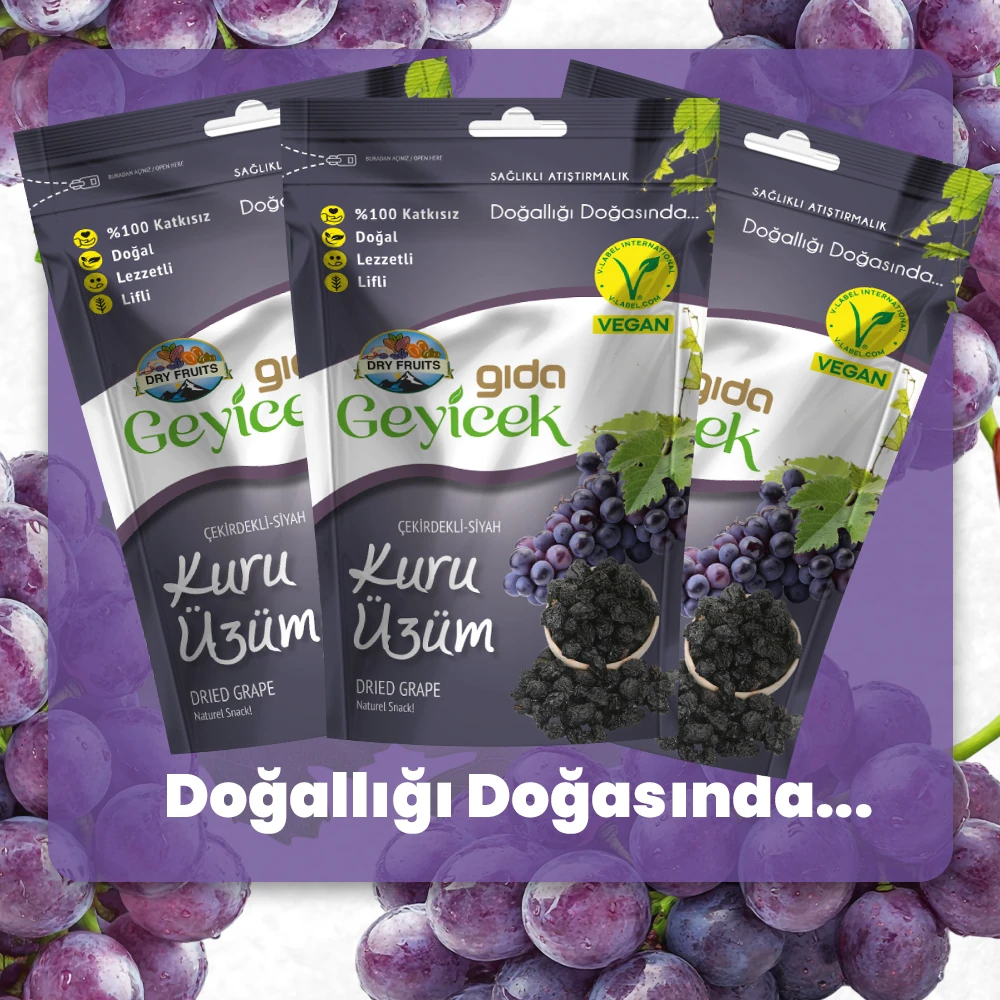 Geyicek Gıda 3'lü Kurutulmuş Üzüm 100 Gr