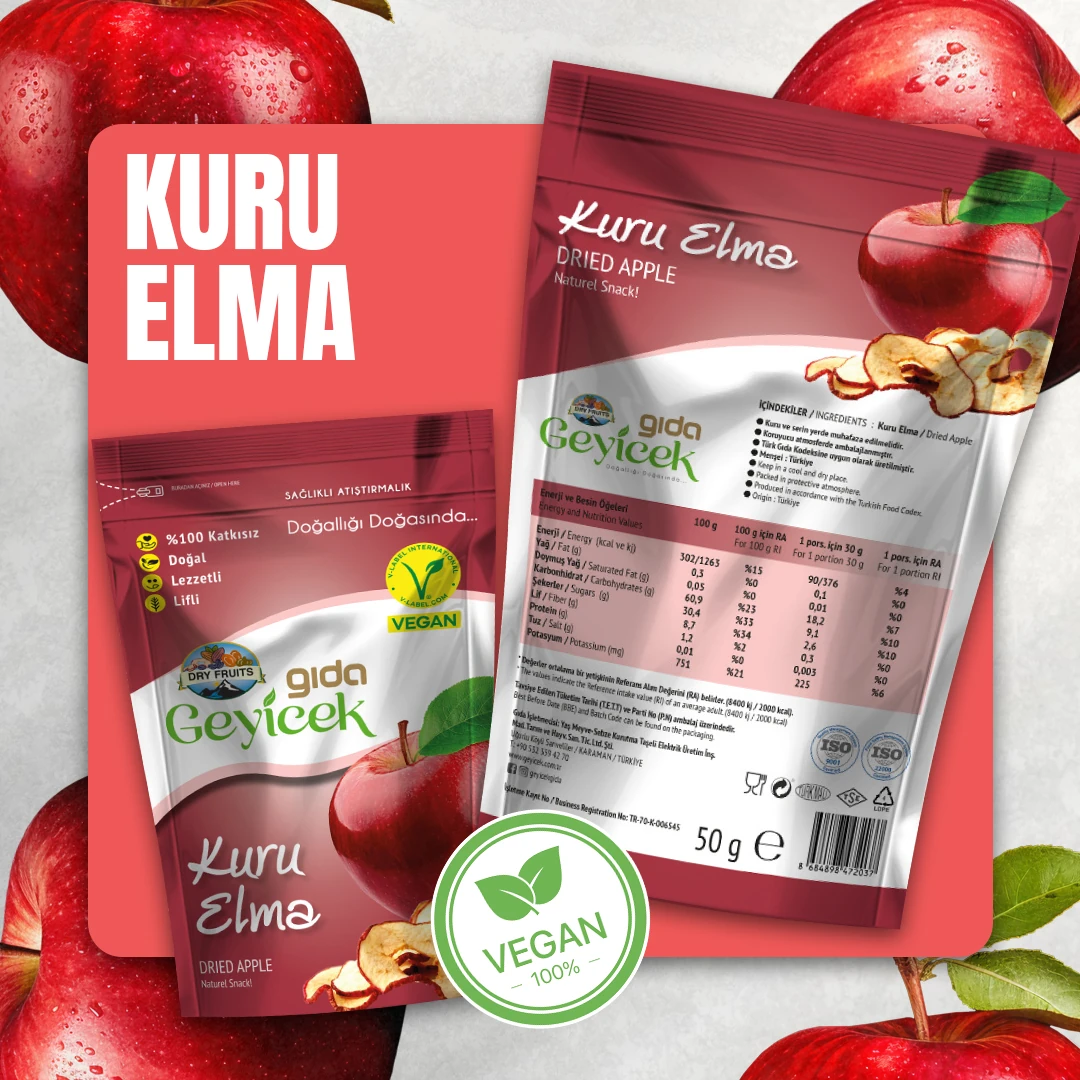 Geyicek Gıda 3'lü Hasat 3x50 Gr (Kayısı/Elma/Armut)