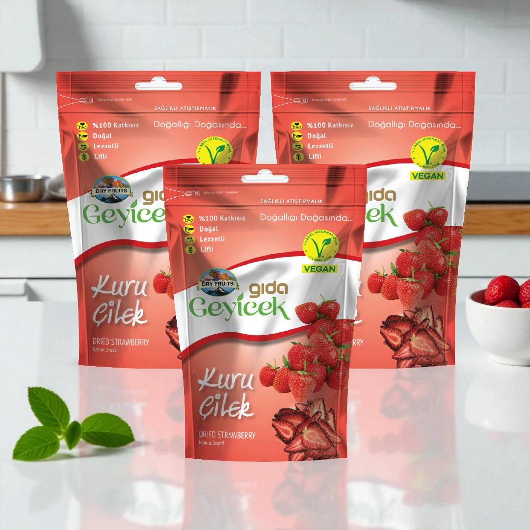Geyicek Gıda 3'lü Kurutulmuş Çilek 30 Gr