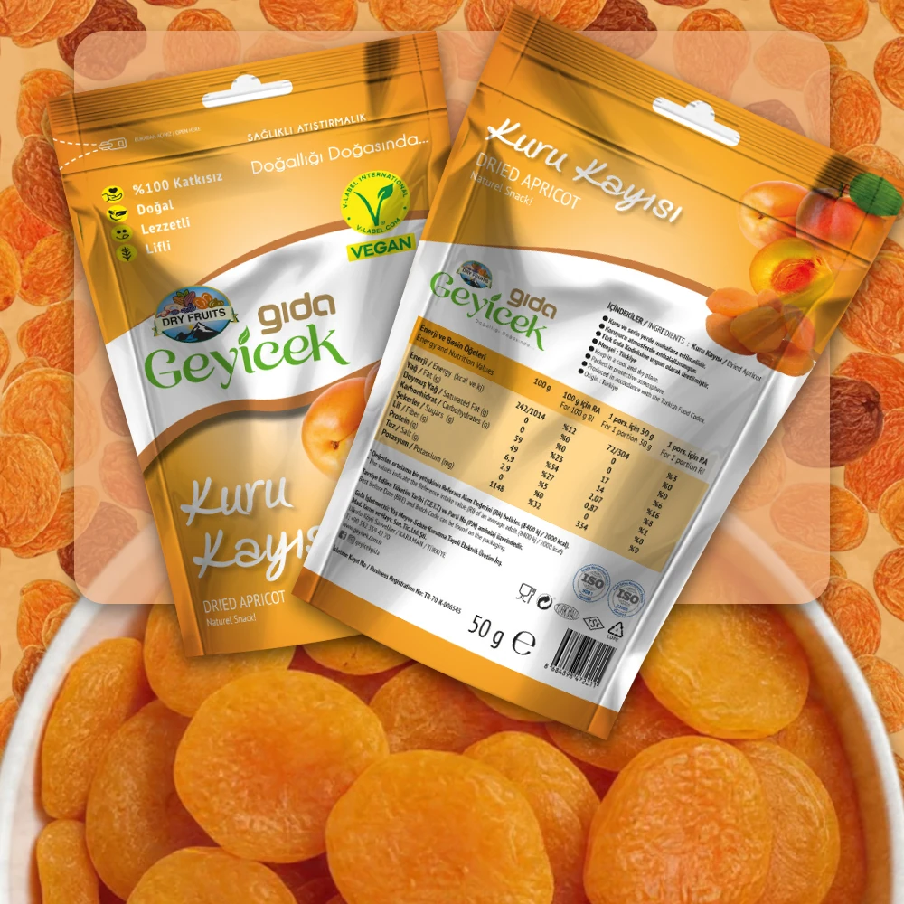 Geyicek Gıda 3'lü Kurutulmuş Kayısı 50 Gr