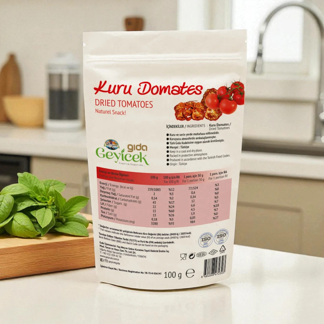 Geyicek Gıda Kurutulmuş Domates 100 Gr