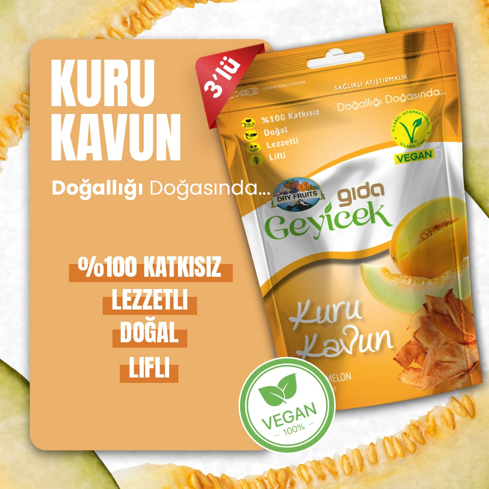 Geyicek Gıda 3'lü Kurutulmuş Kavun 30 Gr