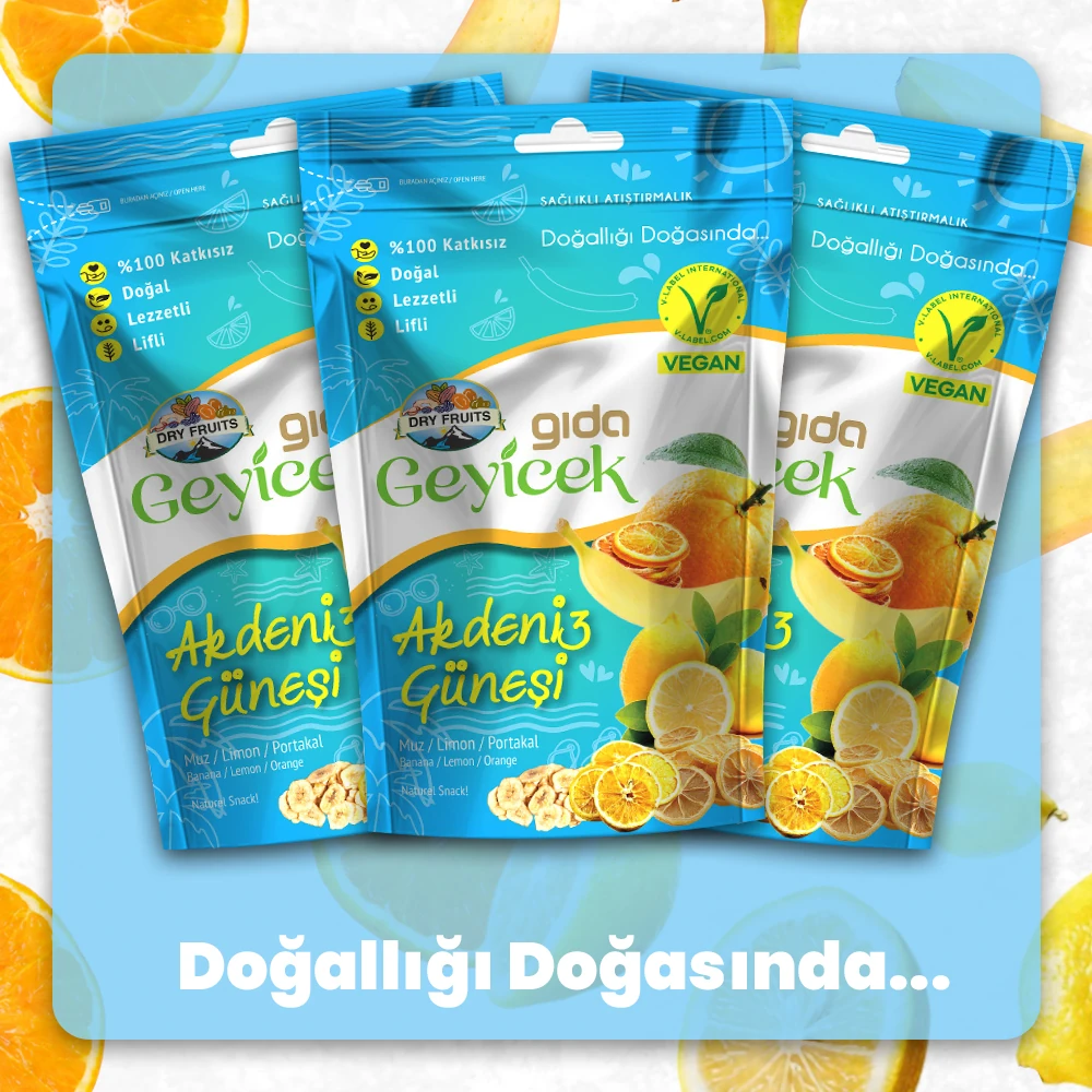 Geyicek Gıda 3'lü Akdeniz Güneşi 50 Gr (Muz/Portakal/Limon)