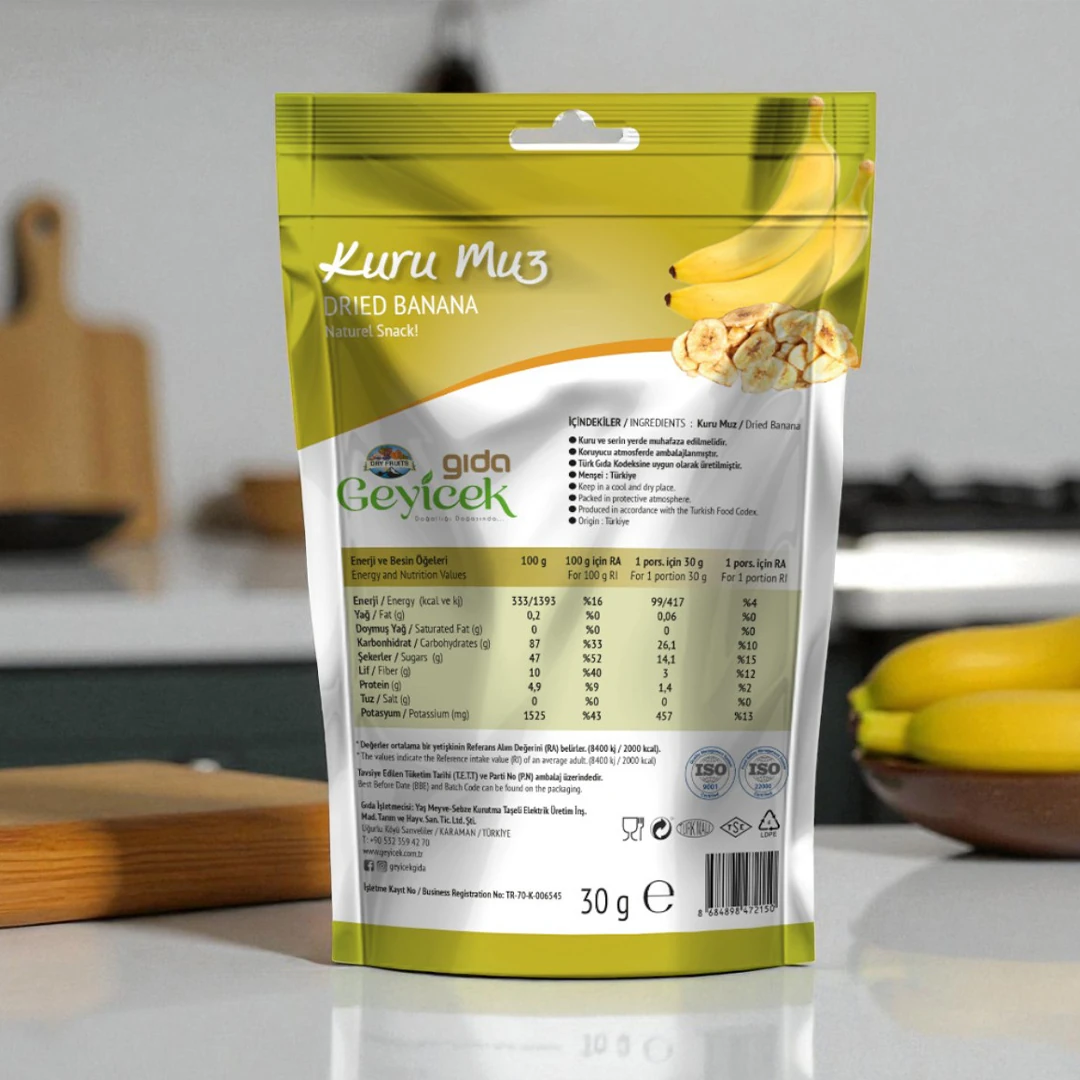 Geyicek Gıda 3'lü Kurutulmuş Muz 30 Gr