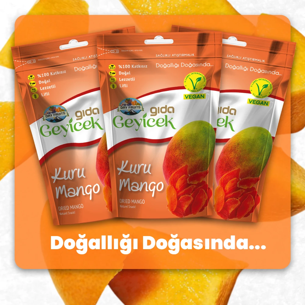 Geyicek Gıda 3'lü Kurutulmuş Mango 30 Gr