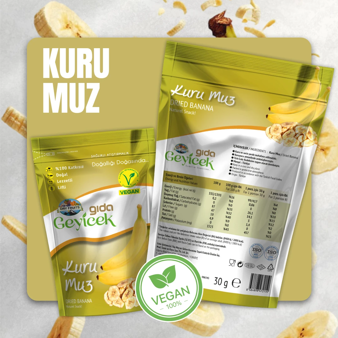 Geyicek Gıda Tropikal Lezzetler 5x30 Gr (Papaya/Mango/Kivi/Ejder Meyvesi/Muz) 