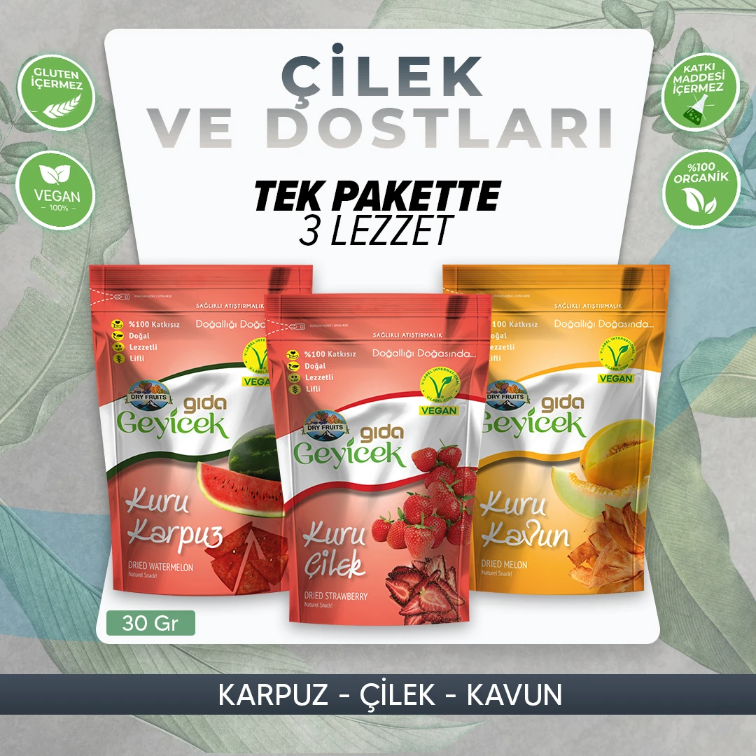 Geyicek Gıda Çilek Ve Dostları 3x30 Gr (Karpuz/Çilek/Kavun)