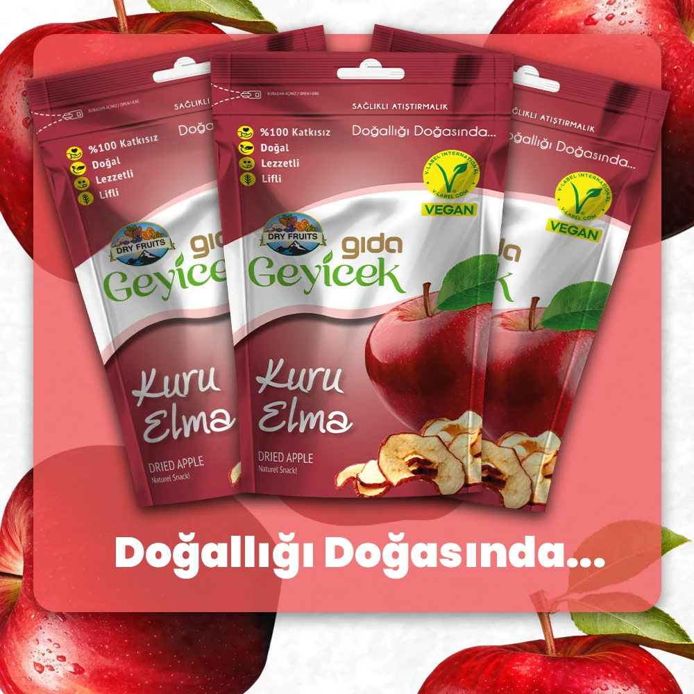 Geyicek Gıda 3'lü Kurutulmuş Elma 50 Gr