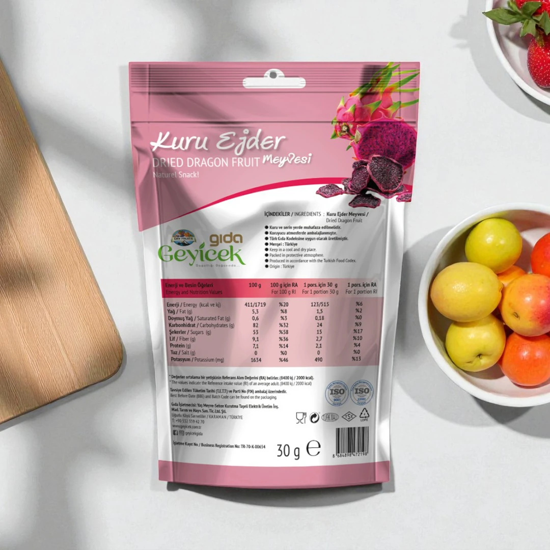 Geyicek Gıda 3'lü Kurutulmuş Ejder Meyvesi 30 Gr