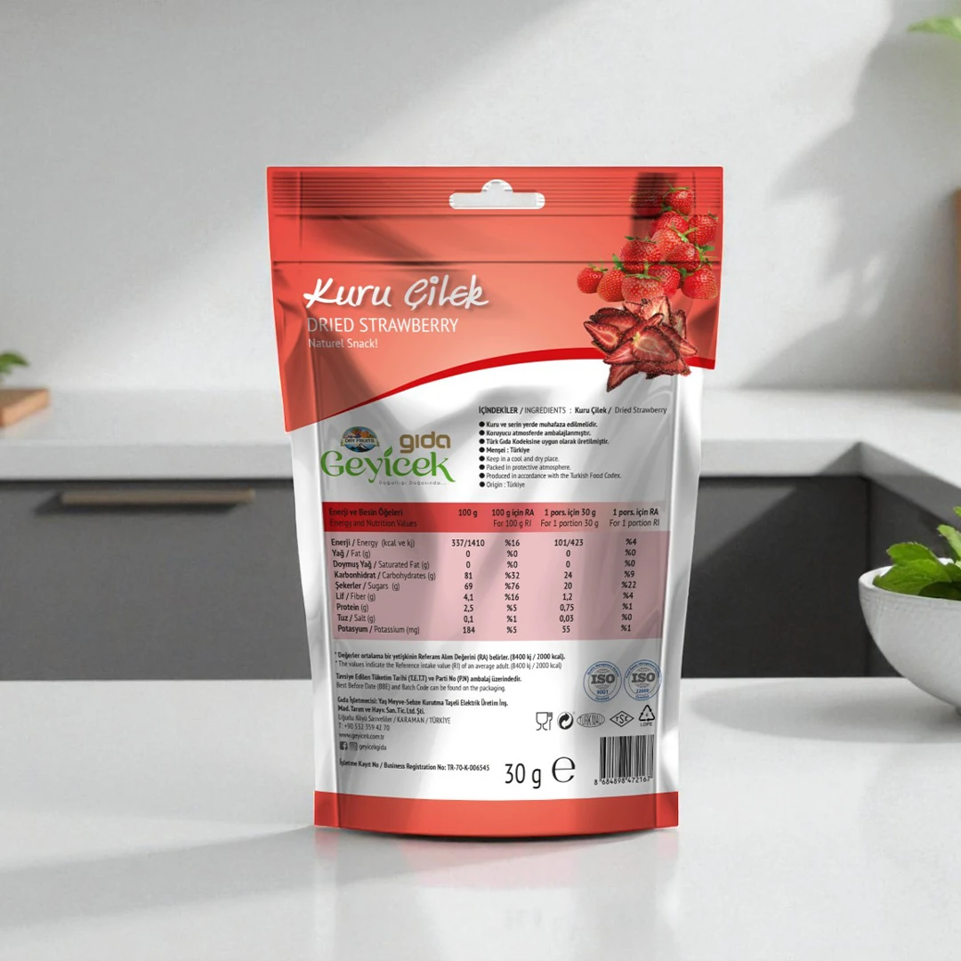Geyicek Gıda 3'lü Kurutulmuş Çilek 30 Gr