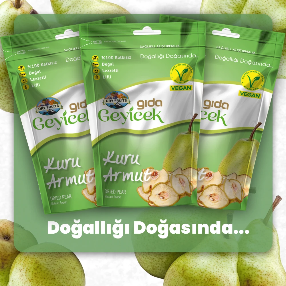 Geyicek Gıda 3'lü Kurutulmuş Armut 50 Gr