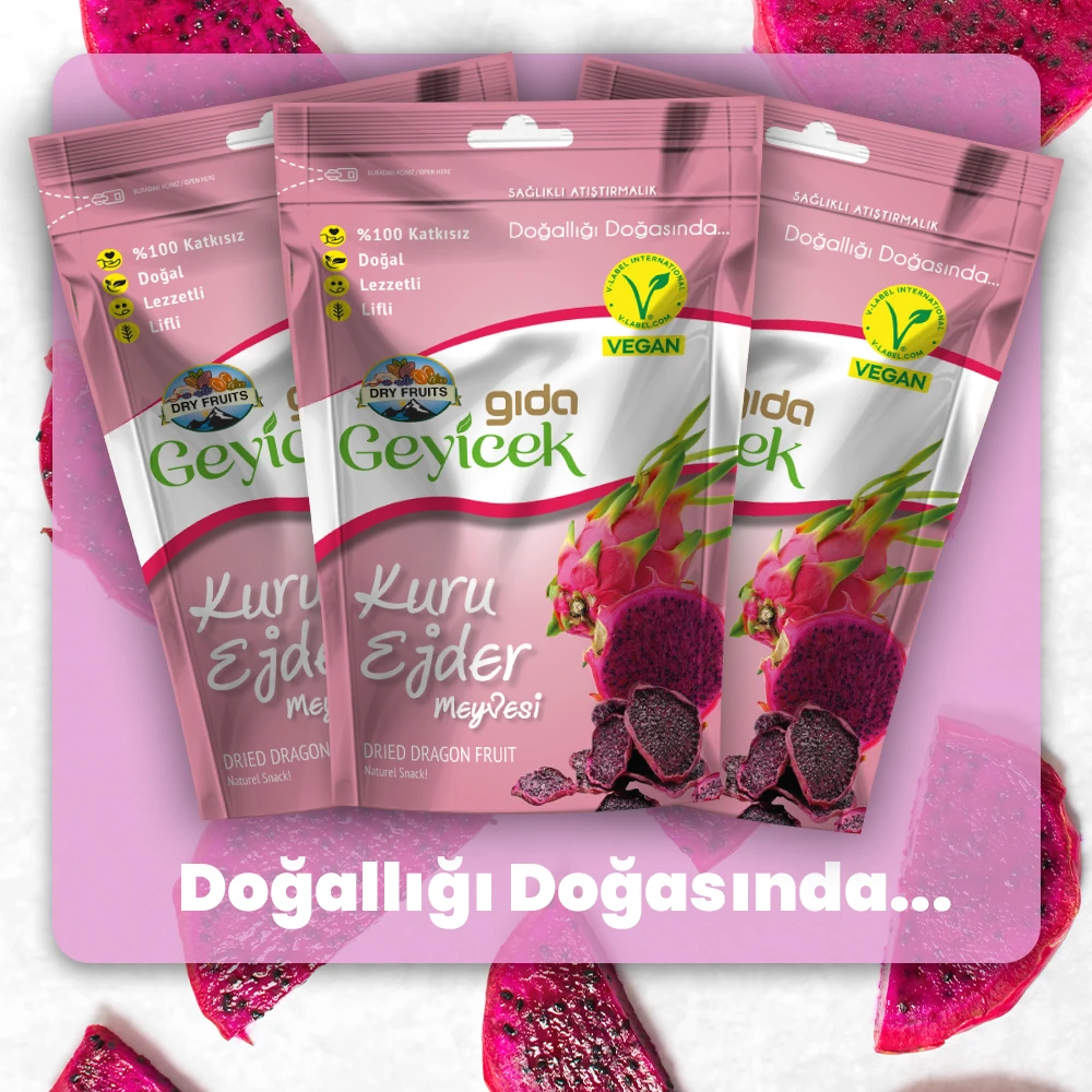 Geyicek Gıda 3'lü Kurutulmuş Ejder Meyvesi 30 Gr