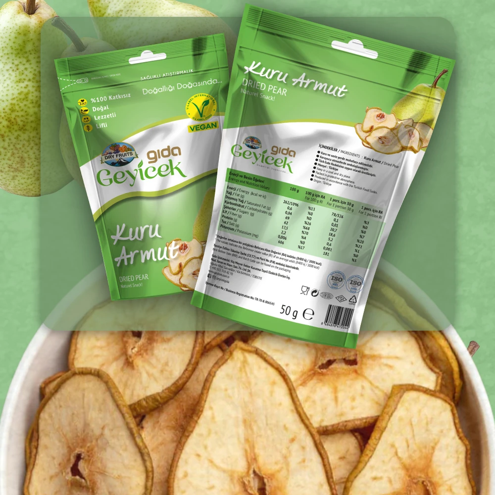 Geyicek Gıda 3'lü Kurutulmuş Armut 50 Gr