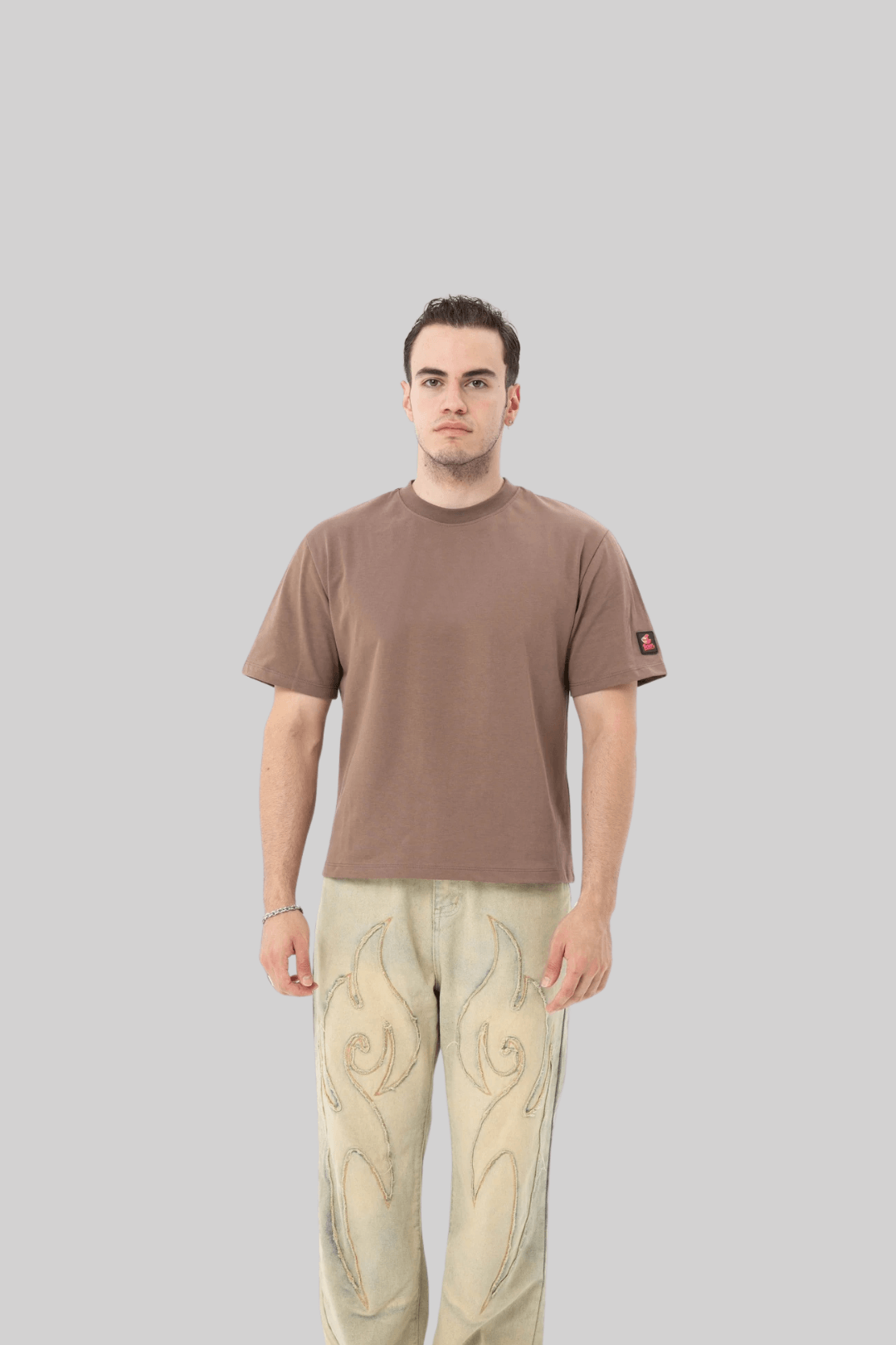 Brown Basic Cropped Tee