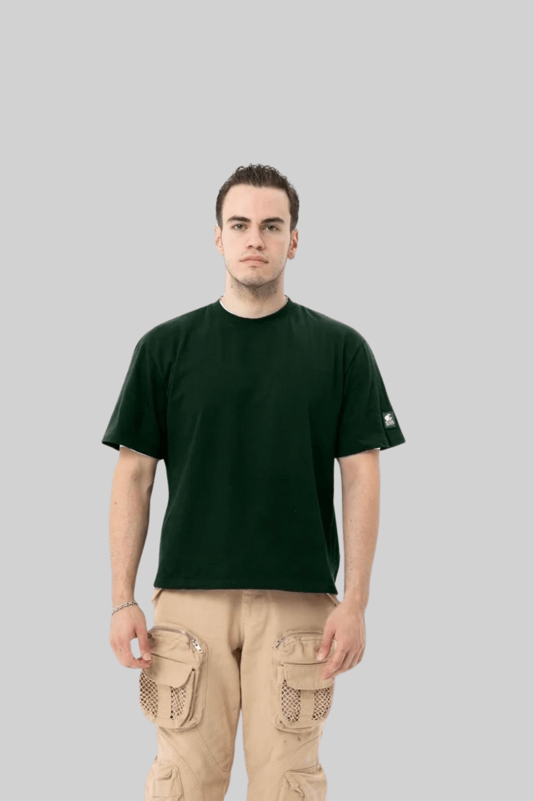 Dark Green Basic Cropped Tee