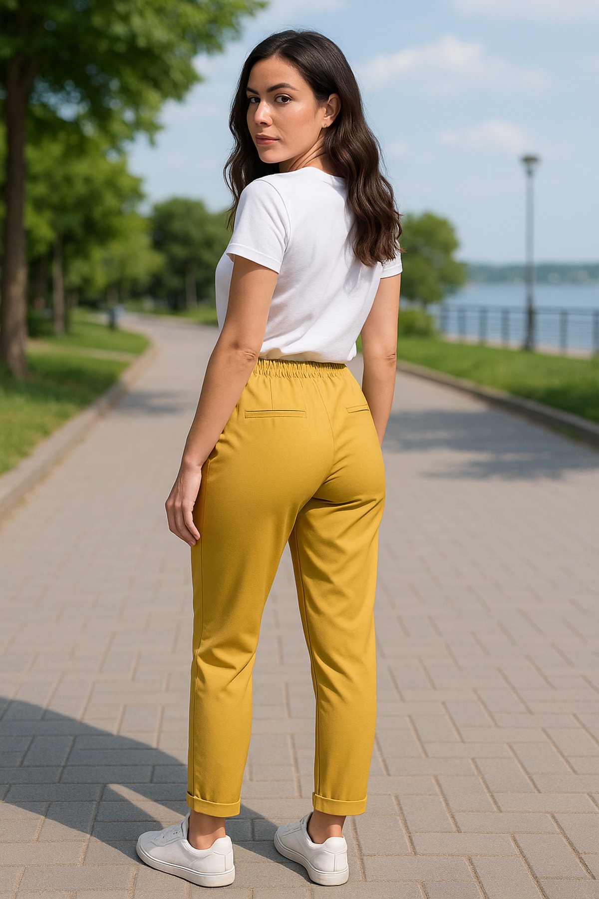 Regular Sarı Kadın Pantolon