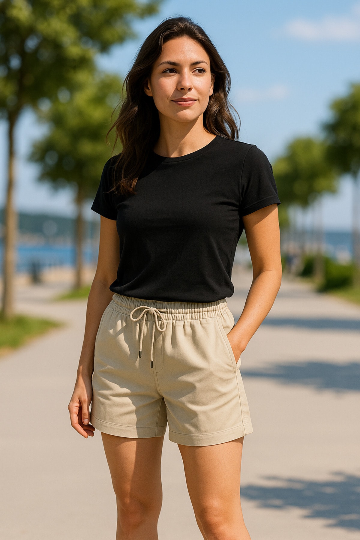 Krem Regular Kadın Short